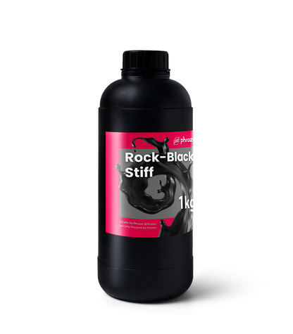 Flacone da 1 kg di resina Phrozen Rock-Black Stiff visto frontalmente