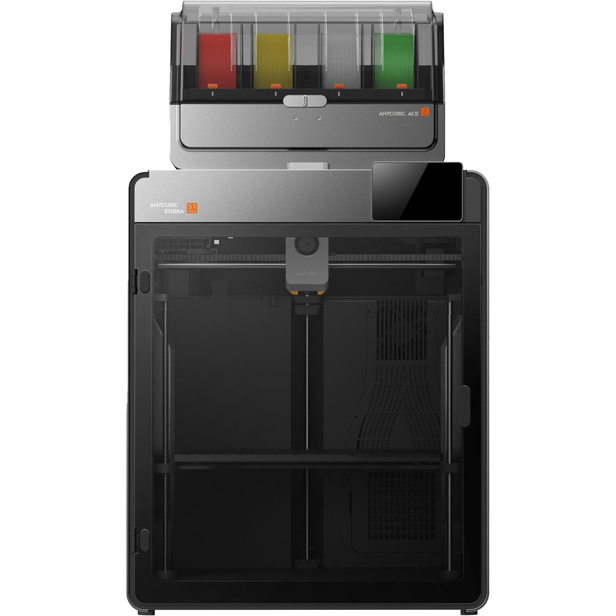 Anycubic Kobra S1 Max Combo, vista frontale con ACE 2 Pro e piano di stampa