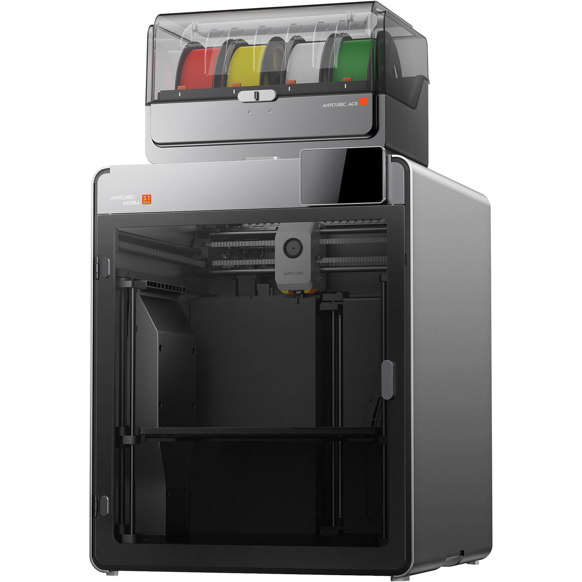 Anycubic Kobra S1 Max Combo, vista laterale prospettica della struttura chiusa