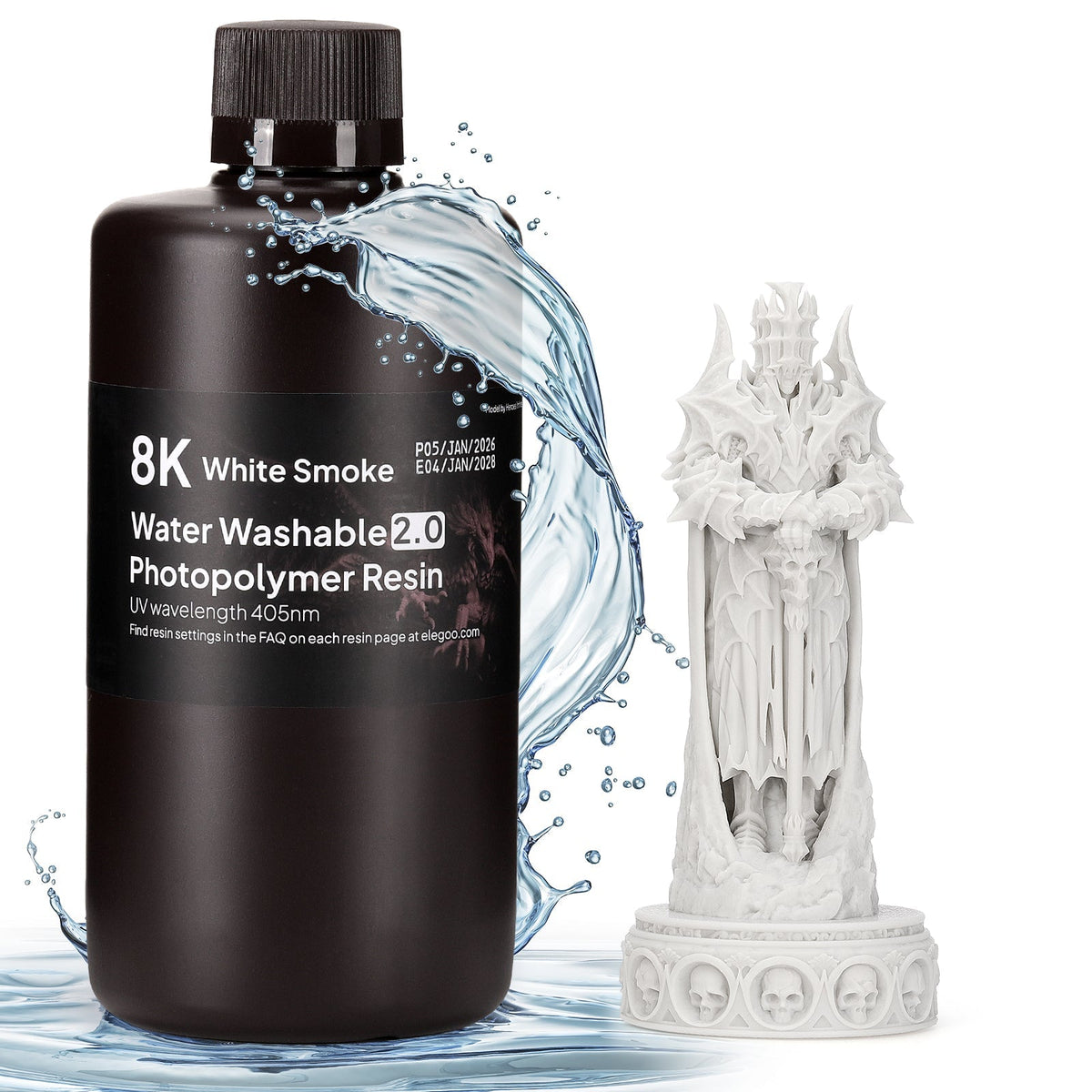 ELEGOO 8K Water Washable V2.0 White Smoke, confezione da 1 kg