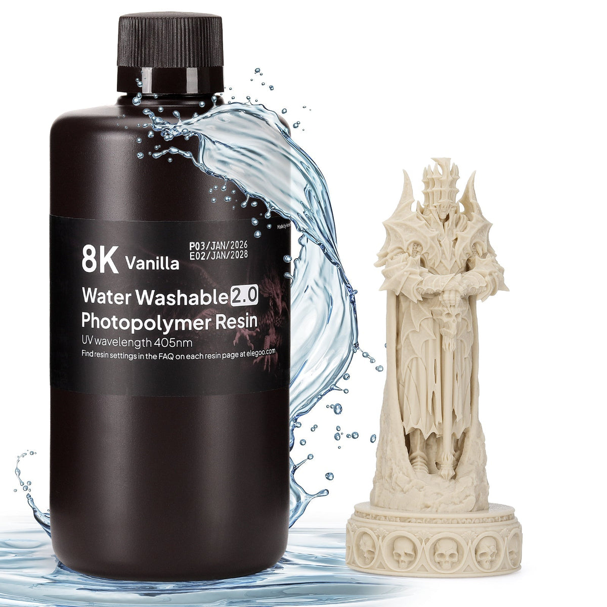 ELEGOO 8K Water Washable V2.0 Vanilla, confezione da 1 kg