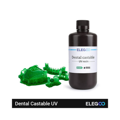 ELEGOO Dental Castable UV Green da 1 kg con strutture stampate