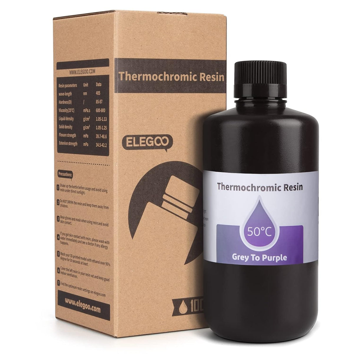 ELEGOO Thermochromic Grey to Purple da 1 kg, bottiglia e confezione