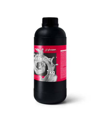 Vista laterale del flacone Phrozen ABS-Like Matte Gray con avvertenze